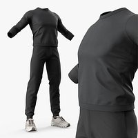 Cashier Work Uniform Clothing Set with Athletic Shoes Black