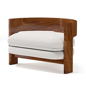 3D model half wooden armchair