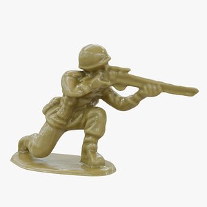 Beige Plastic Army Man Soldier Toy 02