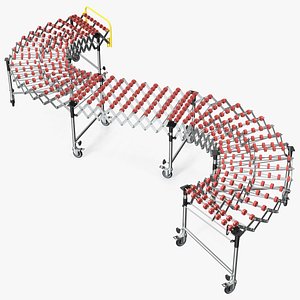 3D Folding Telescopic Roller Curved Red model