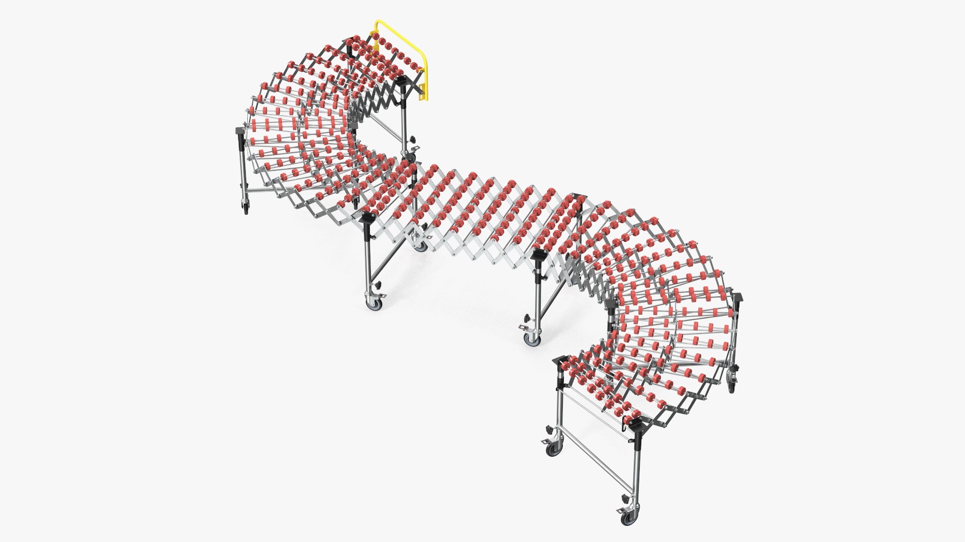 Folding Telescopic Roller Curved Red 3D model preview