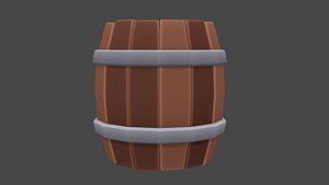 Stylized Wooden Barrel 3D model
