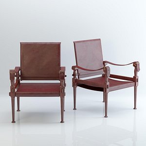 vintage-brown-leather-campaign-chair 3D model