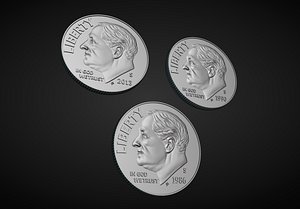 3D American Dime Coins