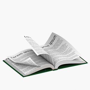 3D Green Cover Rigged Book