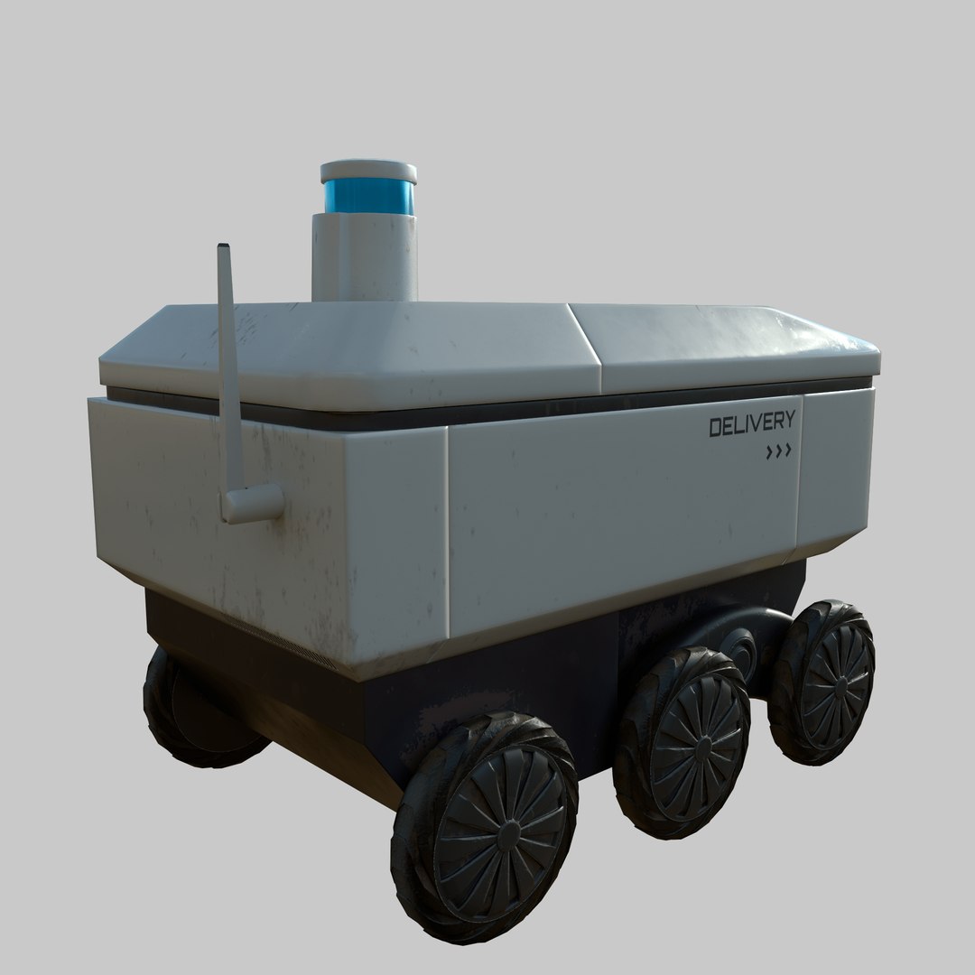 Delivery robot 3D model https://p.turbosquid.com/ts-thumb/pB/JPbNuc/Tg/1_4min/png/1687021244/1920x1080/fit_q87/475387f90cccb12fd815527f024cc70ad0ef51fd/1_4min.jpg