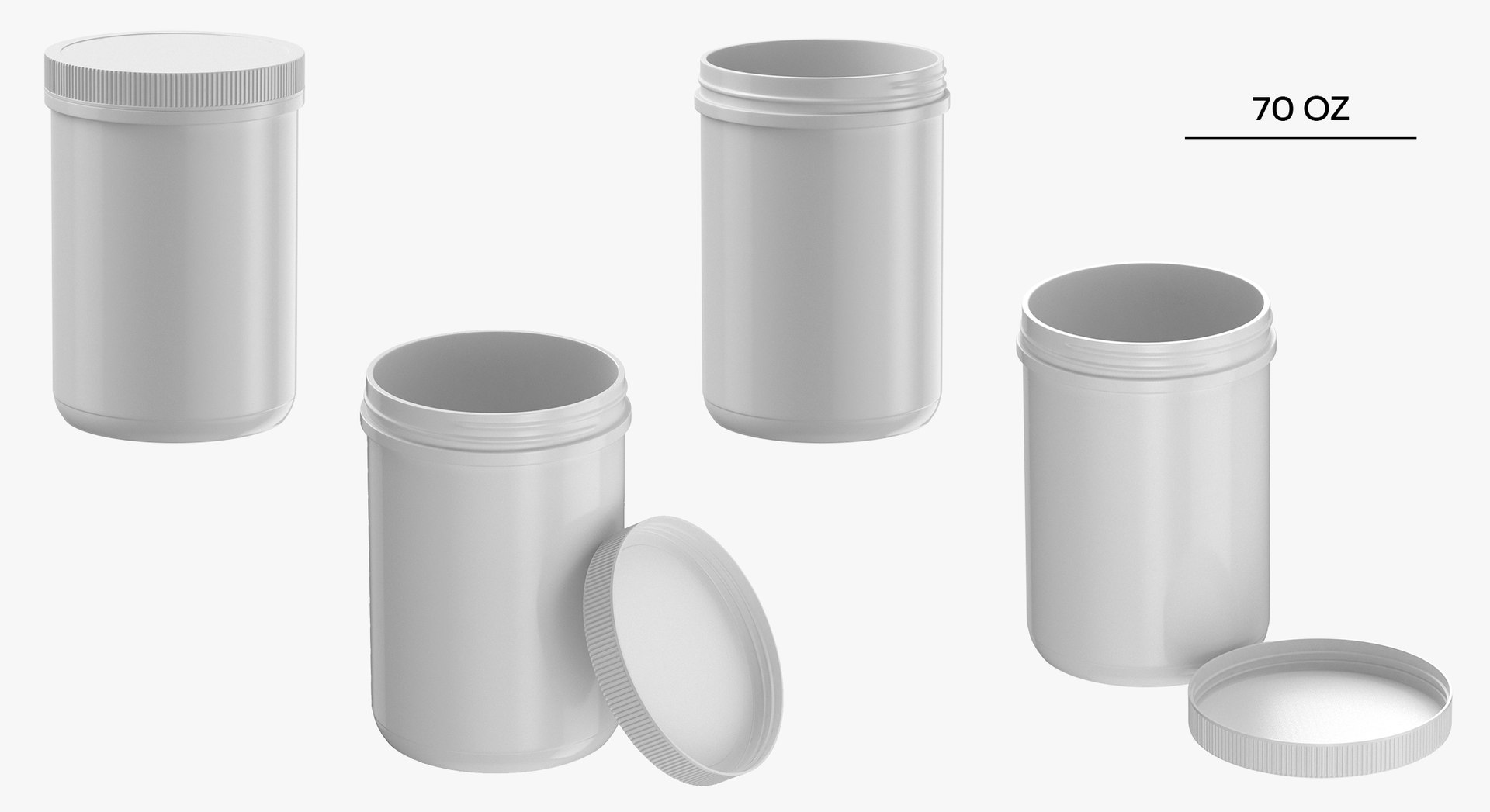 70 oz Wide Mouth Plastic Jars Collection - 8 models 3D model https://p.turbosquid.com/ts-thumb/pB/JcdzfM/9H/19c/jpg/1647867604/1920x1080/fit_q87/8d49bb46414defa6679f43dd36145d1c69a15204/19c.jpg