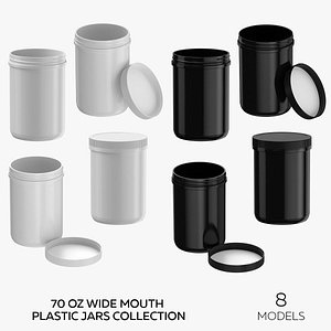 70 oz Wide Mouth Plastic Jars Collection - 8 models 3D model