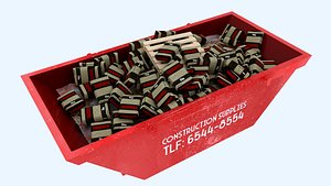 3D Industrial Container with concrete sacks model