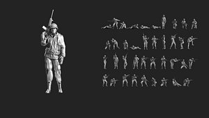 WWII Soldier Set 09 model