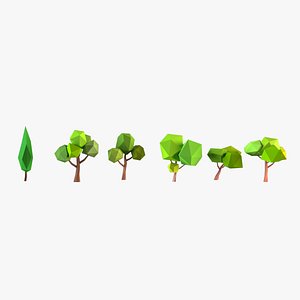 cartoon trees toon 3D model