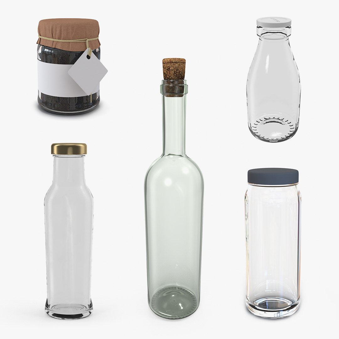 Glass Bottles Collection 2 3D model preview