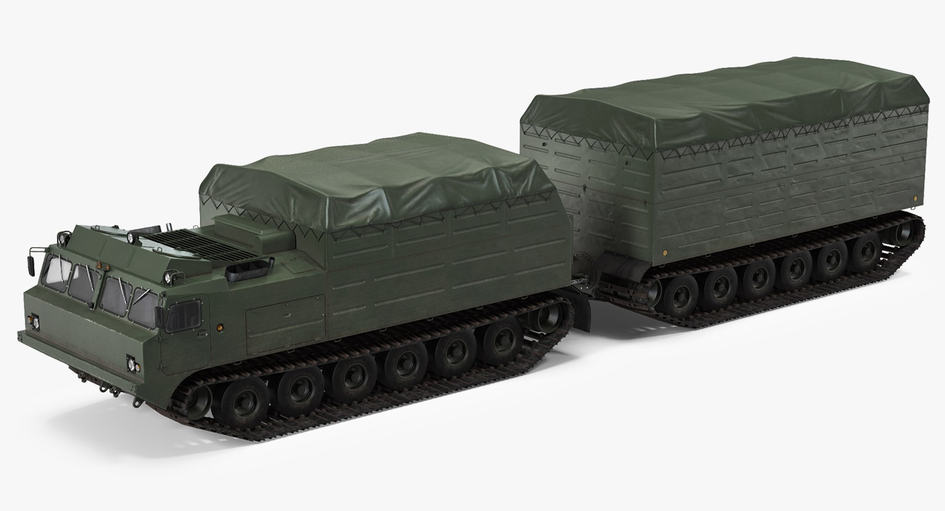 铰接式履带车vityazdt30atvrigged3d模型