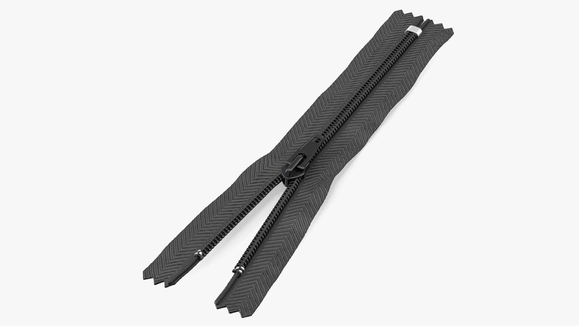 Half Open Nylon Coil Zipper Black 3D model preview