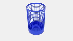 3d model wireframe cylinder bin
