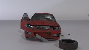 3D wrecked car model