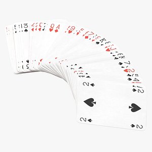 3D playing cards red deck