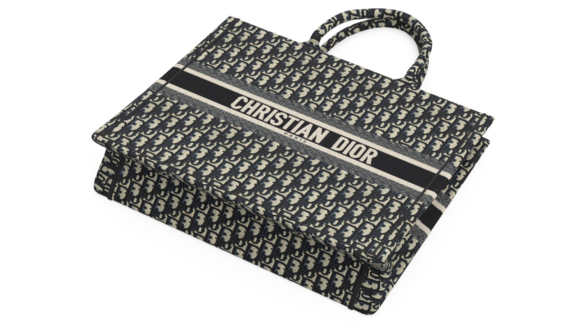 Dior Embroidery Tote Bag Beige 3D model preview