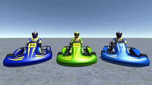 3 Low Poly Karts with Player 3