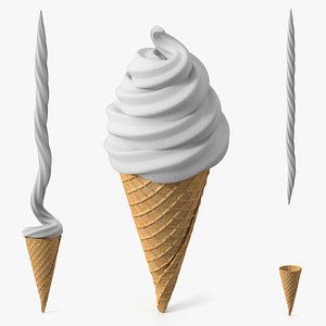 Soft Serve Cone Filling White Animated Rigged 3D model
