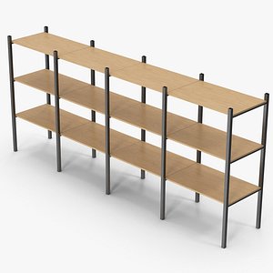 Warehouse Wooden Racks 3D model