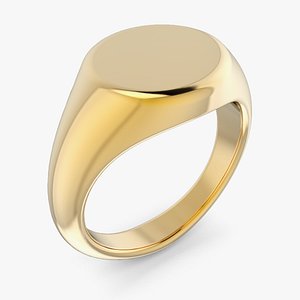 3D Plain Signet Pinky Ring in Gold
