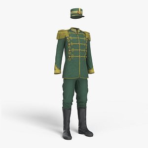 Vintage Military Uniform Green Game Ready 3D model