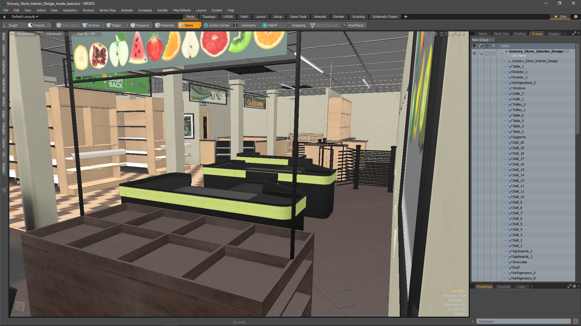 3D Grocery Store Interior Design - TurboSquid 2215817