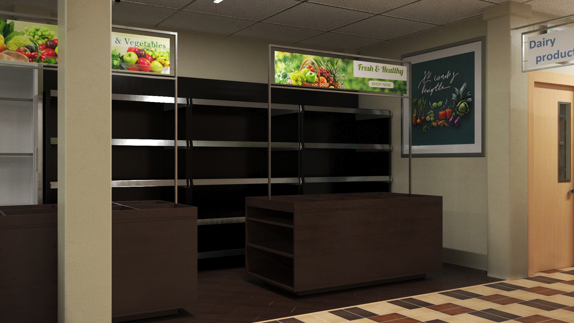 3D Grocery Store Interior Design - TurboSquid 2215817