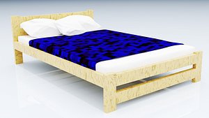 WOODEN BED CONTEMPORARY 3D model