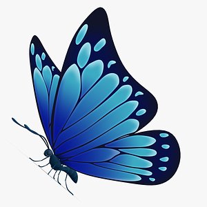 beautiful butterfly cartoon ar 3d model