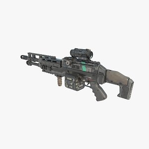 3D model Future sci-fi light machine gun