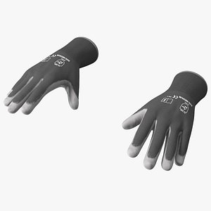 Safety Work Gloves Gray Rigged 3D model