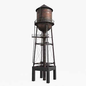 3D Vintage Water Tower v3 model