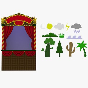 Backdrop Theater Scenery Puppet With  Accessories