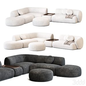 3D Modern Brown and White Sofa
