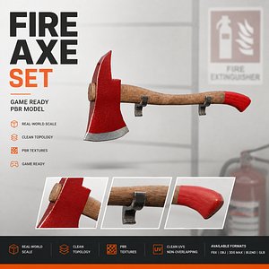 3D Fire Axe with Storage Box  Bracket