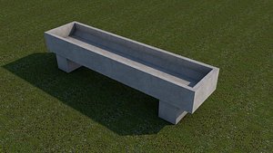3D Cow concrete feed and water trough model