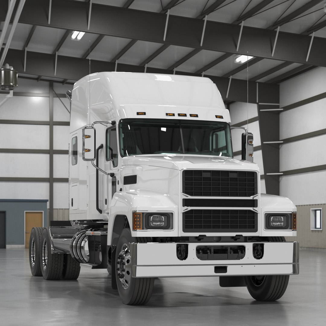 Heavy Duty Truck 2025 White Simplified 3D model preview
