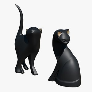 Stylized Black Cat Sculptures
