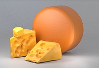 Realistic Cheese Blocks and Wedge 3D model
