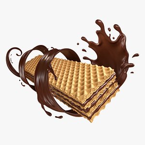 3D Wafer Chocolate Splash 004 model