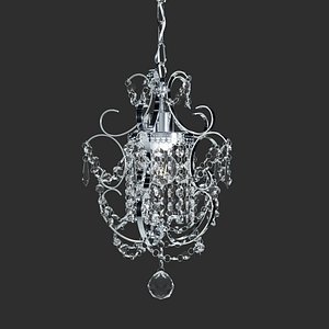 Amorette 1-Light Chrome Glam Lighting Mini Pendant Chandelier With Crystals