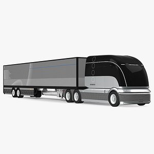 Futuristic Hydrogen Concept Semi Truck with Trailer
