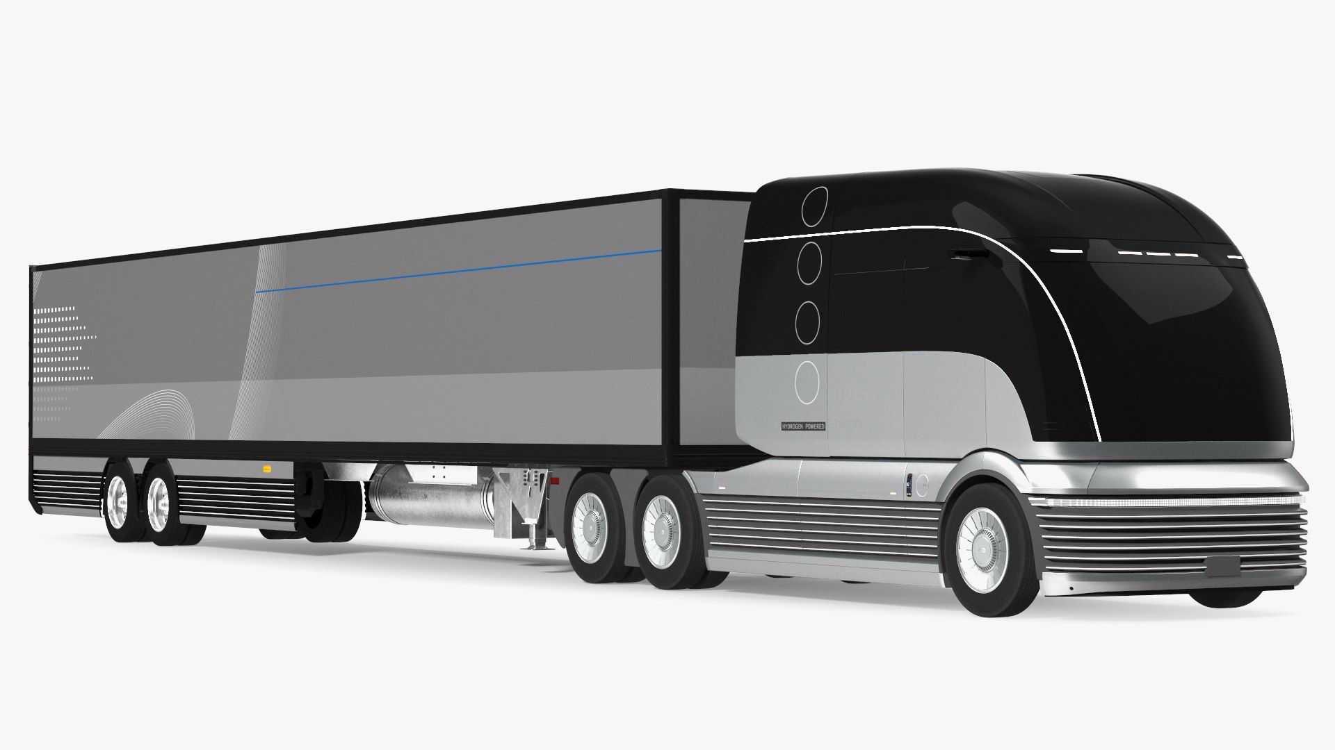 Futuristic Hydrogen Concept Semi Truck with Trailer 3D model preview