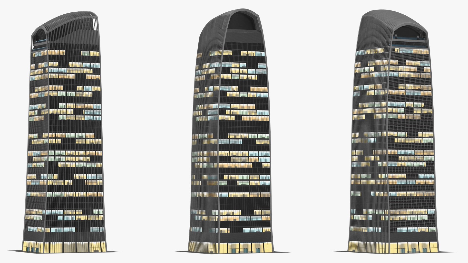 Commercial Skyscraper Night Glow 3D model preview