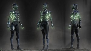 Sci Fi Cyborg Girl 3D model