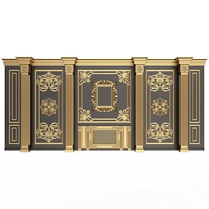 Boiserie Classic Wall with Mouldings 015 Black 3D model