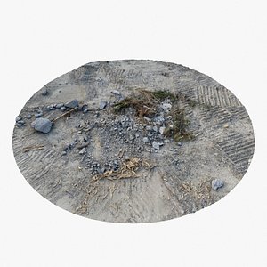 3D model Gravel Ground 03 - 3D photogrammetry model scan of gravel sand and excavator pattern