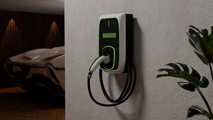 3D model Modern Wall Mounted EV Charging Station Low Poly PBR Game Ready Low-poly 3D model